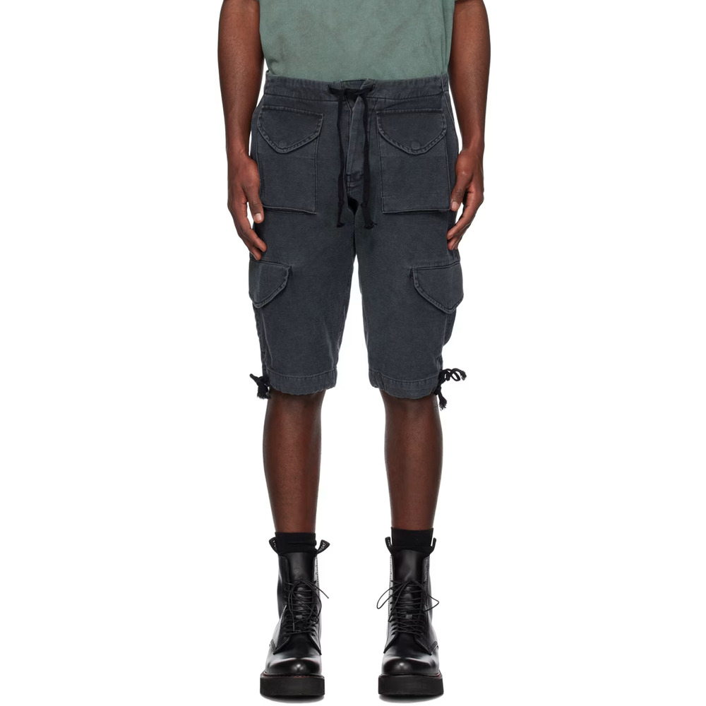 Greg Lauren Black Army Jacket Cargo Shorts 4 - XL